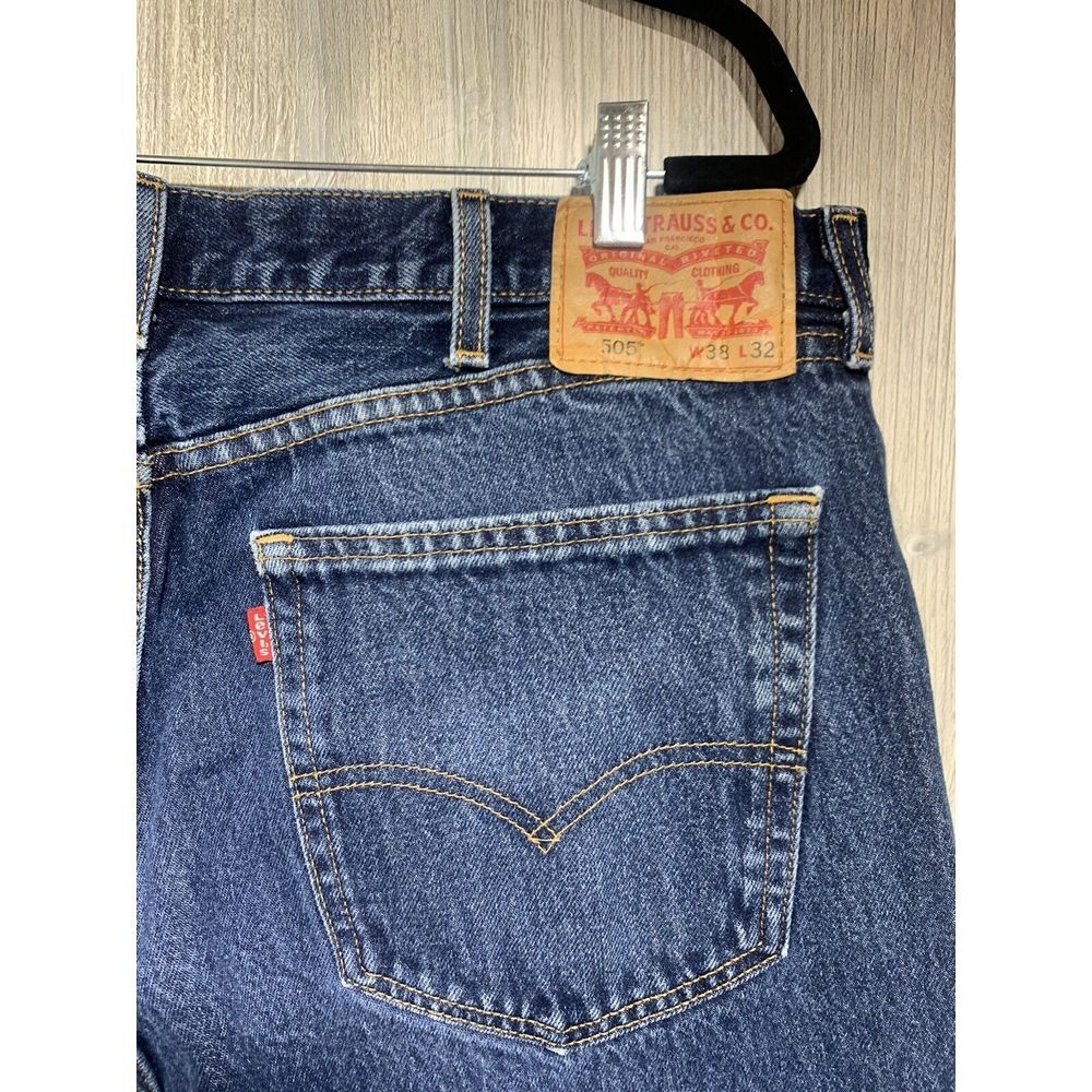 Levi 505 Mens Jeans Dark Wash 38x32 S40196 - Picture 4 of 10